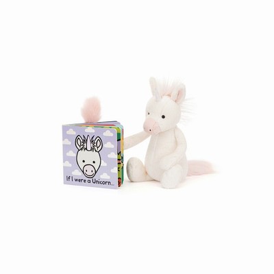 Jellycat If I Were a Unicorn Board and Bashful Unicorn Medium Australia | 792568ESI